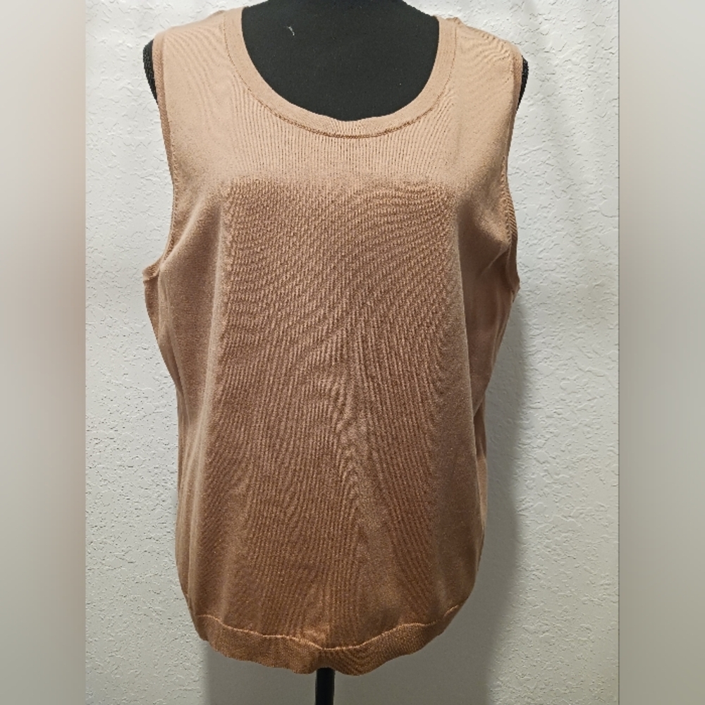 Talbots Sleeveless Tan Knit Top Vest Size XLP EUC